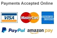 Visa, Mastercard, American Express, PayPal, Amazon Pay Payments Accepted Online 