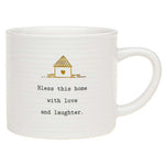  Shop Thoughtful words ceramic mug printed with the words "Bless this home with love and laughter" on both sides with gold house and love heart