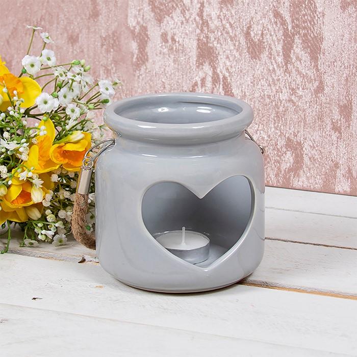 desire heart candle jar grey