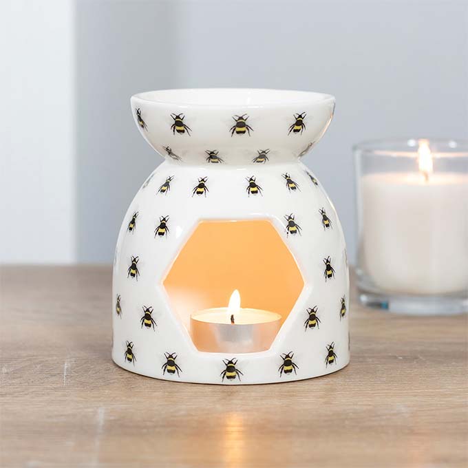All Over Bee Print Oil Burner With Tealight Inside