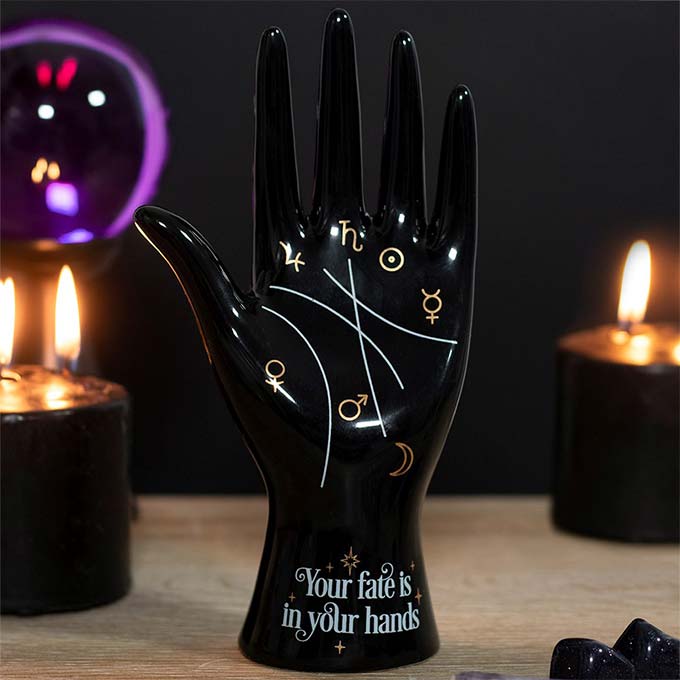 
                  
                    Black Ceramic Palmistry Hand Ornament Shelf Photo
                  
                