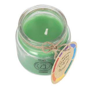 
                  
                    9cm Heart Chakra Scented Candle - An aerial view showing the jar opened.
                  
                