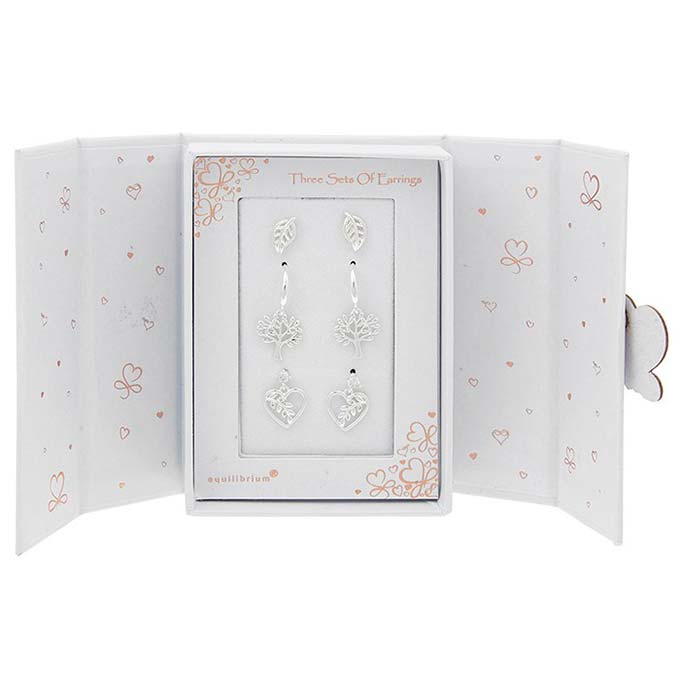 Silver Plated Nature 3 Earrings Gift Set