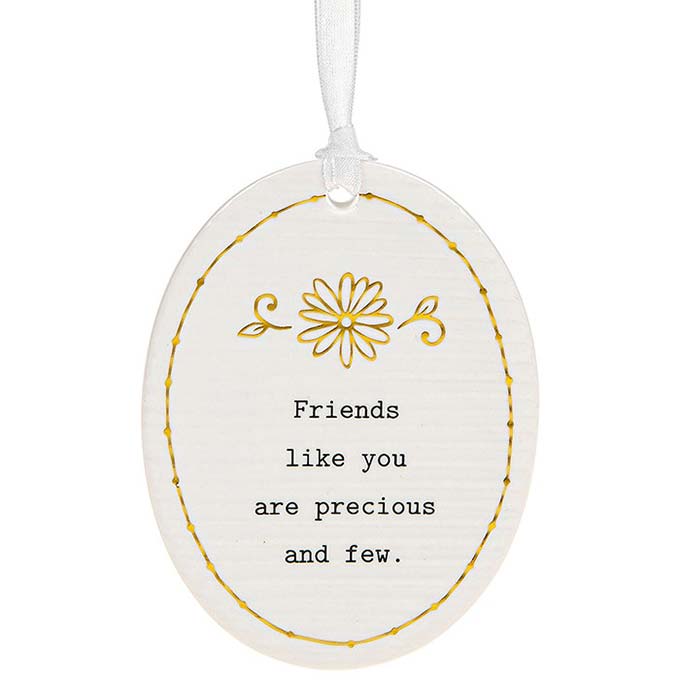 Thoughtful Words Oval Friends/Few Hanging Plaques with Black Caption: Friends Like you are precious and few