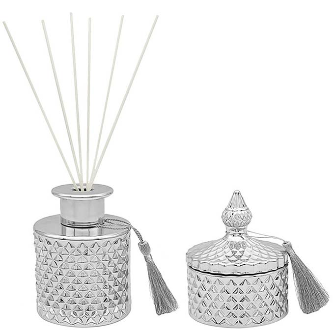 Vanilla & Anise Diffuser & Candle Set of 2 Silver