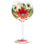 Xmas Poinsetta Painted Gin Glass
