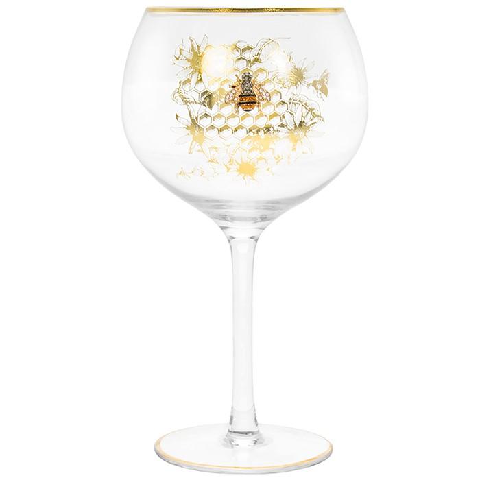 honeycomb bees badge gin glass