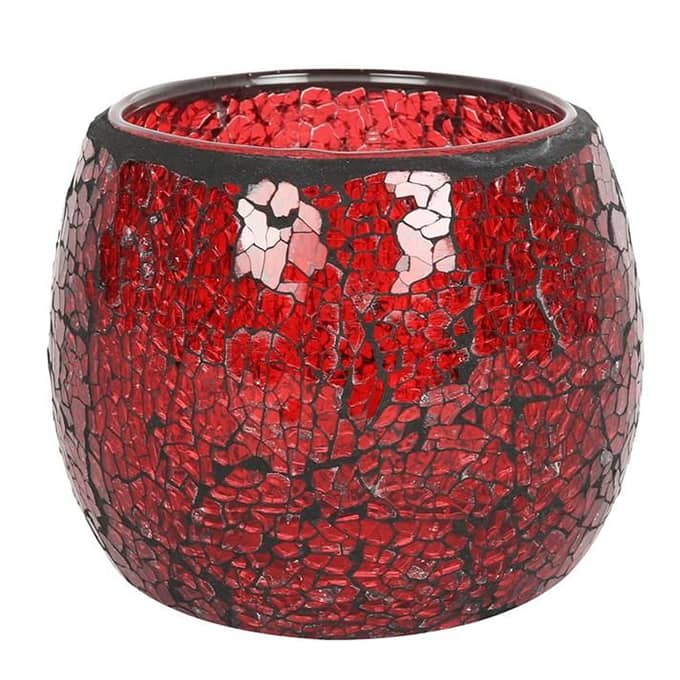 large red crackle glass candle holder
