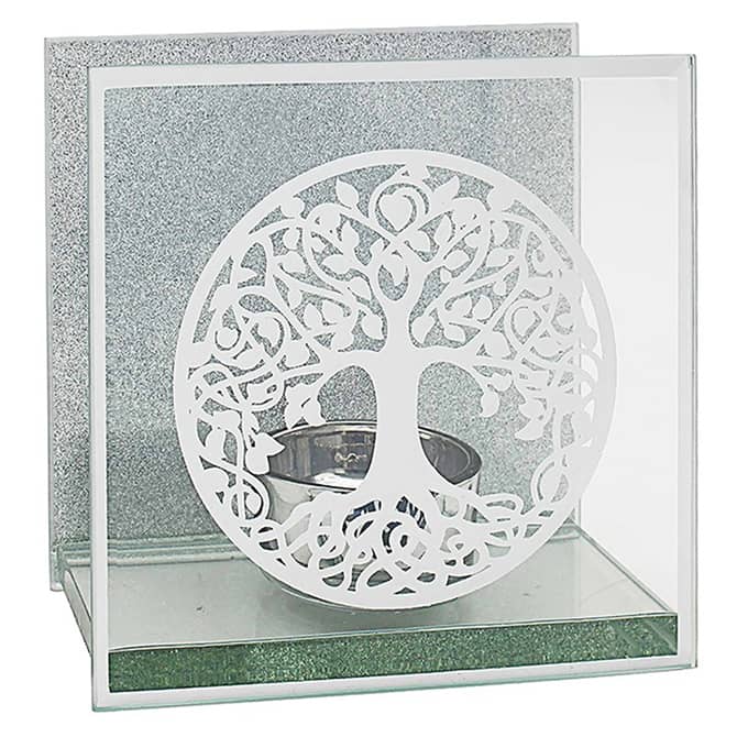 mirror tree of life tealight candle holder