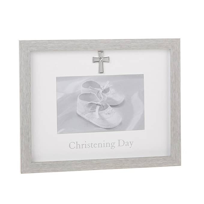 modern grey christening frame 6x4