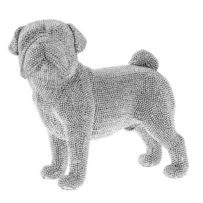 silver sparkle pug standing