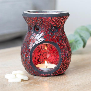 
                  
                    small red crackle glass oil burner
                  
                
