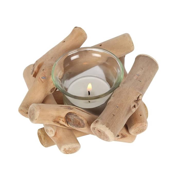 small single driftwood candle holder