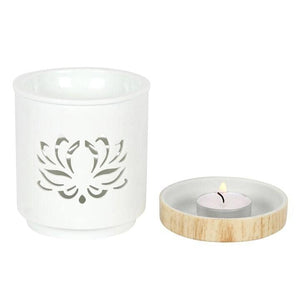 
                  
                    white lotus cut out oil burner with tealight
                  
                