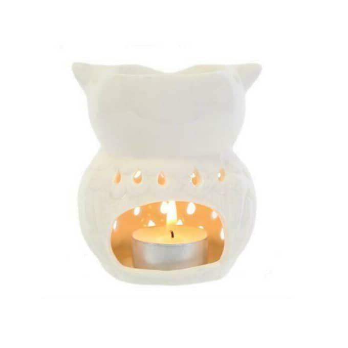 
                  
                    White Owl Wax/Oil Warmer with Tealight Candle Lit
                  
                