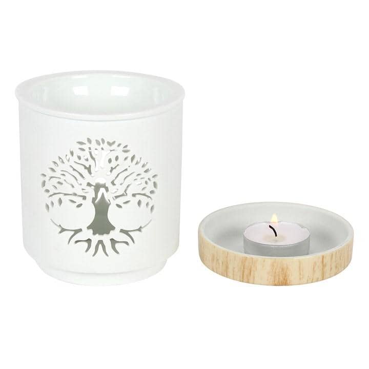 
                  
                    white tree of life cut out oil burner with tealight
                  
                